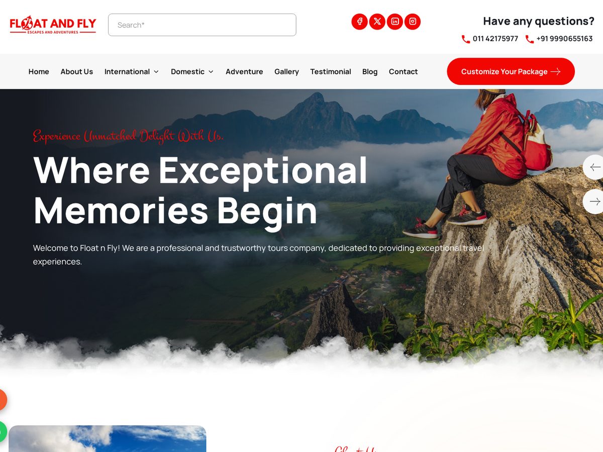 Float n Fly Travel website