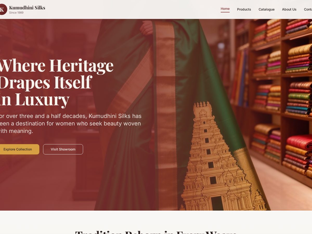 Kumudhini Silks website