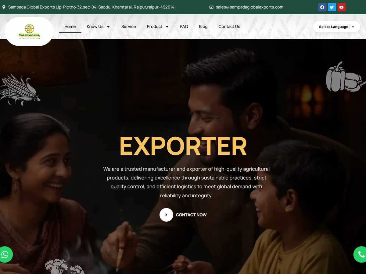 Sampada Global Exports website